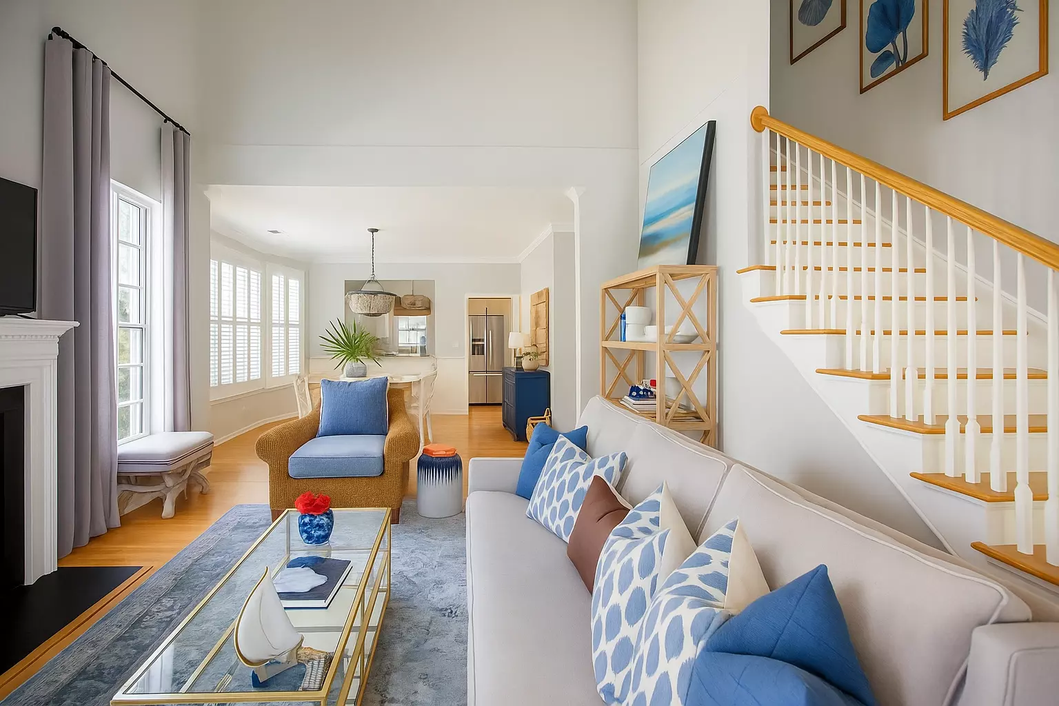 Couple walking under Spanish Moss